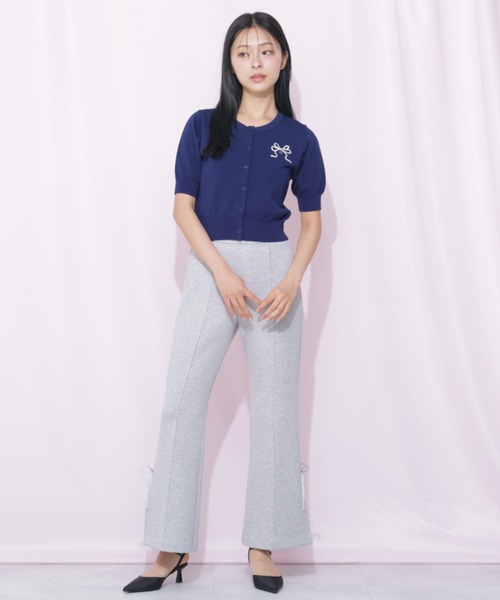 JILL by JILL STUART(ジルバイジルスチュアート)の「<RIBBONシリーズ>半袖ニットカーディガン(ニット/セーター・レディース・ネイビー/レッド/ホワイト・FREE)」の9枚目の写真