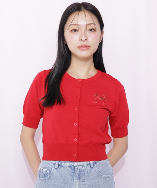 JILL by JILL STUART(ジルバイジルスチュアート)の「<RIBBONシリーズ>半袖ニットカーディガン(ニット/セーター・レディース・ネイビー/レッド/ホワイト・FREE)」の16枚目の写真