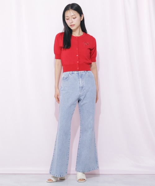 JILL by JILL STUART(ジルバイジルスチュアート)の「<RIBBONシリーズ>半袖ニットカーディガン(ニット/セーター・レディース・ネイビー/レッド/ホワイト・FREE)」の18枚目の写真