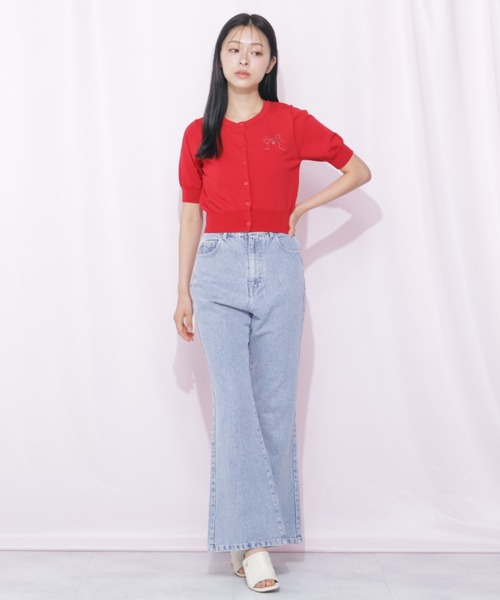 JILL by JILL STUART(ジルバイジルスチュアート)の「<RIBBONシリーズ>半袖ニットカーディガン(ニット/セーター・レディース・ネイビー/レッド/ホワイト・FREE)」の17枚目の写真