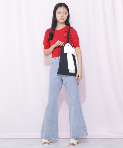 JILL by JILL STUART(ジルバイジルスチュアート)の「<RIBBONシリーズ>半袖ニットカーディガン(ニット/セーター・レディース・ネイビー/レッド/ホワイト・FREE)」の20枚目の写真