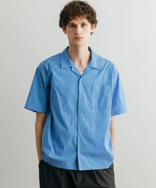 LURAKU(ルラク)の「【LURAKU】Open Collar Short Sleeve Shirt / オープンカラー半袖シャツ(シャツ/ブラウス・メンズ・ホワイト系その他/サックスブルー・L/S/M)」の3枚目の写真