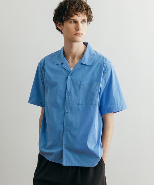 LURAKU(ルラク)の「【LURAKU】Open Collar Short Sleeve Shirt / オープンカラー半袖シャツ(シャツ/ブラウス・メンズ・ホワイト系その他/サックスブルー・L/S/M)」の4枚目の写真