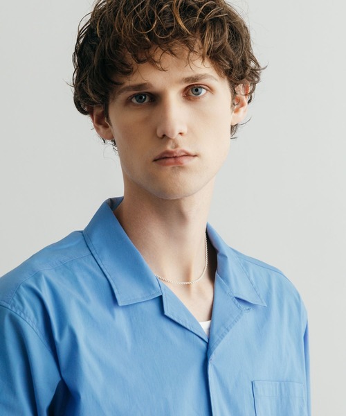 LURAKU(ルラク)の「【LURAKU】Open Collar Short Sleeve Shirt / オープンカラー半袖シャツ(シャツ/ブラウス・メンズ・ホワイト系その他/サックスブルー・L/S/M)」の7枚目の写真