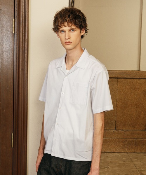 LURAKU(ルラク)の「【LURAKU】Open Collar Short Sleeve Shirt / オープンカラー半袖シャツ(シャツ/ブラウス・メンズ・ホワイト系その他/サックスブルー・L/S/M)」の12枚目の写真