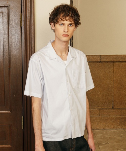 LURAKU(ルラク)の「【LURAKU】Open Collar Short Sleeve Shirt / オープンカラー半袖シャツ(シャツ/ブラウス・メンズ・ホワイト系その他/サックスブルー・L/S/M)」の13枚目の写真