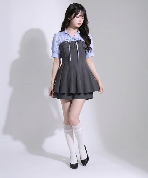 DearMyLoveRose(ディアマイラブローズ)の「シャツドッキングセットアップ【大きいサイズあり】(セットアップ・レディース・ネイビー/グレー・L~LL/M-L/LL~3L)」の13枚目の写真