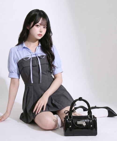 DearMyLoveRose(ディアマイラブローズ)の「シャツドッキングセットアップ【大きいサイズあり】(セットアップ・レディース・ネイビー/グレー・L~LL/M-L/LL~3L)」の12枚目の写真