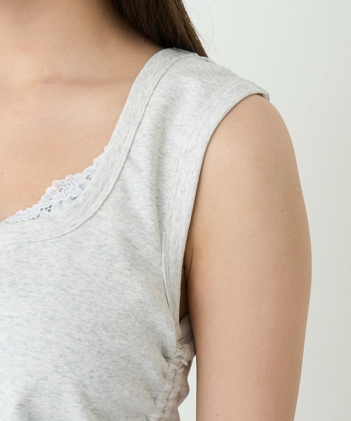 RAY CASSIN(レイカズン)の「【~6/21(日)までZOZO限定10%OFF】カップ付きレイヤードホルタータンクトップ / Tシャツ(Tシャツ/カットソー・レディース・ブラック系その他2/ホワイト系その他2/ブラウン系その他2/ホワイト系その他/ブラック・FREE)」の6枚目の写真