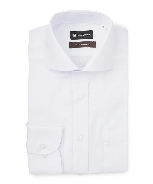 Perfect Suit FActory（パーフェクトスーツファクトリー）の「【Smart Pick！】ベーシック長袖ワイシャツ　カッタウェイ　ホワイト（ビジネスシャツ・メンズ・ホワイト・S/M/L/LL/3L）」の3枚目の写真