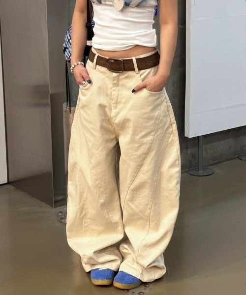 おしゃれスタ（オシャレスタ）の「ハート×ロゴ刺繍デザインワイドパンツ（その他パンツ・レディース・ベージュ/ブラウン・XL/L/M/S）」の17枚目の写真