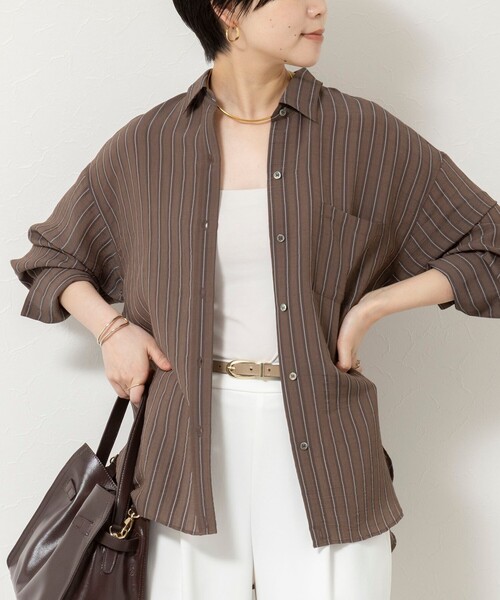NOLLEY’S Sophi(ノーリーズソフィ)の「ウォッシャブルMARSALAダブルストライプシャツ(シャツ/ブラウス・レディース・ホワイト系その他4/ベージュ系その他3/ピンク系その他3・38)」の3枚目の写真