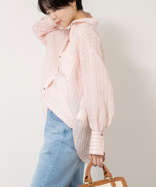 NOLLEY’S Sophi(ノーリーズソフィ)の「ウォッシャブルMARSALAダブルストライプシャツ(シャツ/ブラウス・レディース・ホワイト系その他4/ベージュ系その他3/ピンク系その他3・38)」の1枚目の写真