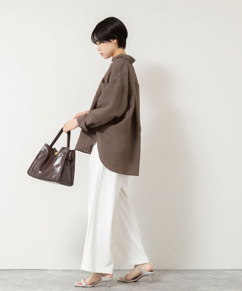NOLLEY’S Sophi(ノーリーズソフィ)の「ウォッシャブルMARSALAダブルストライプシャツ(シャツ/ブラウス・レディース・ホワイト系その他4/ベージュ系その他3/ピンク系その他3・38)」の4枚目の写真