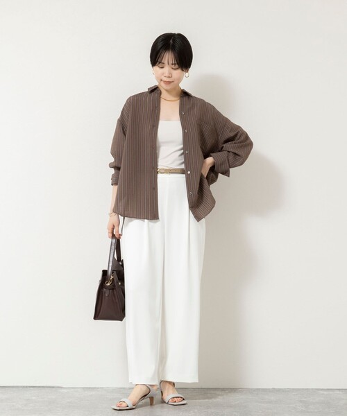 NOLLEY’S Sophi(ノーリーズソフィ)の「ウォッシャブルMARSALAダブルストライプシャツ(シャツ/ブラウス・レディース・ホワイト系その他4/ベージュ系その他3/ピンク系その他3・38)」の5枚目の写真