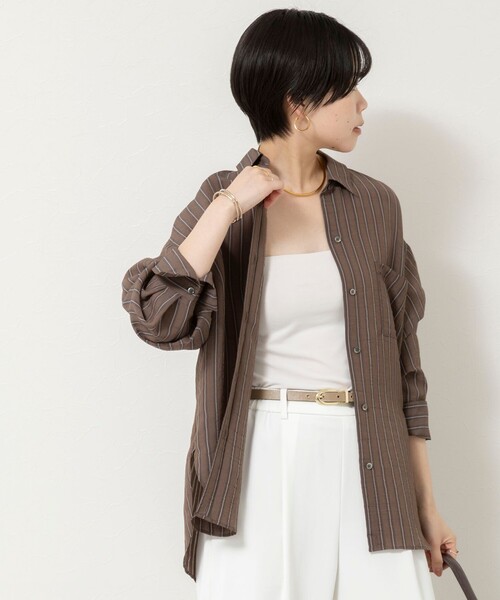 NOLLEY’S Sophi(ノーリーズソフィ)の「ウォッシャブルMARSALAダブルストライプシャツ(シャツ/ブラウス・レディース・ホワイト系その他4/ベージュ系その他3/ピンク系その他3・38)」の7枚目の写真