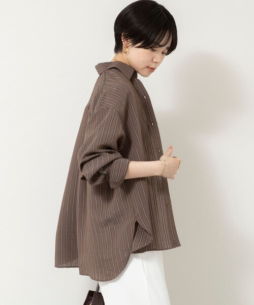 NOLLEY’S Sophi(ノーリーズソフィ)の「ウォッシャブルMARSALAダブルストライプシャツ(シャツ/ブラウス・レディース・ホワイト系その他4/ベージュ系その他3/ピンク系その他3・38)」の8枚目の写真