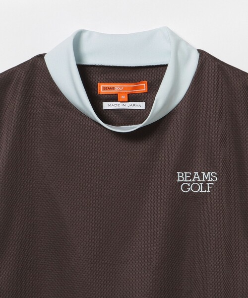 BEAMS GOLF(ビームスゴルフ)の「ORANGE LABEL / メッシュ 異素材コンビ モックネックシャツ(スウェット・レディース・ネイビー/ブラウン・LARGE/MEDIUM/SMALL)」の10枚目の写真