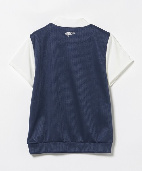 BEAMS GOLF(ビームスゴルフ)の「ORANGE LABEL / メッシュ 異素材コンビ モックネックシャツ(スウェット・レディース・ネイビー/ブラウン・LARGE/MEDIUM/SMALL)」の16枚目の写真