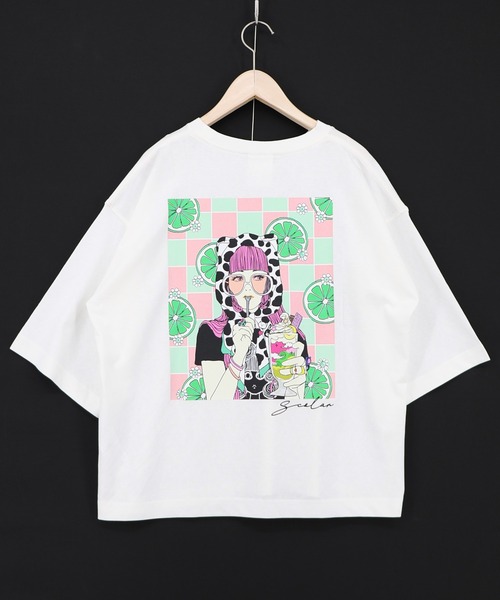 ScoLar(スカラー)の「162691:スカラーレモンガール柄 接触冷感Tシャツ(Tシャツ/カットソー・レディース・ピンク/オフホワイト/イエロー/ブラック・M)」の16枚目の写真