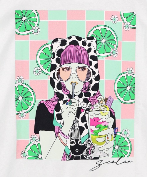 ScoLar(スカラー)の「162691:スカラーレモンガール柄 接触冷感Tシャツ(Tシャツ/カットソー・レディース・ピンク/オフホワイト/イエロー/ブラック・M)」の17枚目の写真
