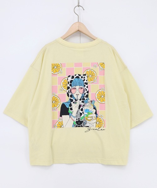 ScoLar(スカラー)の「162691:スカラーレモンガール柄 接触冷感Tシャツ(Tシャツ/カットソー・レディース・ピンク/オフホワイト/イエロー/ブラック・M)」の6枚目の写真