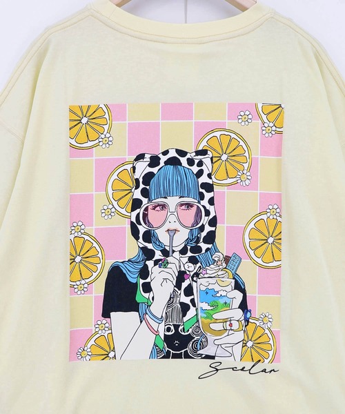 ScoLar(スカラー)の「162691:スカラーレモンガール柄 接触冷感Tシャツ(Tシャツ/カットソー・レディース・ピンク/オフホワイト/イエロー/ブラック・M)」の11枚目の写真