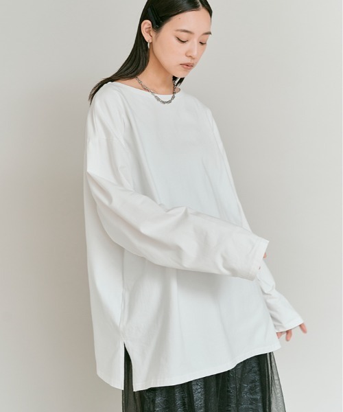 W:Huku(フーク)の「ビスチェ セット ロング Tシャツ / Layered Look: Frill Bustier & Long Sleeve Top(Tシャツ/カットソー・レディース・ライトブラウン/オフホワイト・FREE)」の9枚目の写真