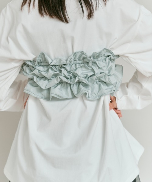 W:Huku(フーク)の「ビスチェ セット ロング Tシャツ / Layered Look: Frill Bustier & Long Sleeve Top(Tシャツ/カットソー・レディース・ライトブラウン/オフホワイト・FREE)」の13枚目の写真