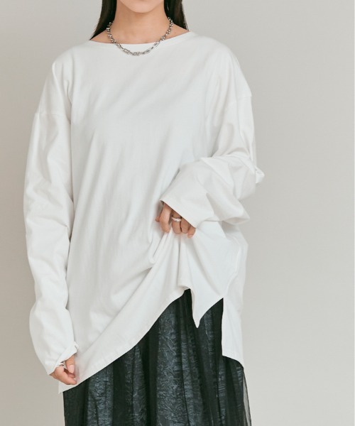 W:Huku(フーク)の「ビスチェ セット ロング Tシャツ / Layered Look: Frill Bustier & Long Sleeve Top(Tシャツ/カットソー・レディース・ライトブラウン/オフホワイト・FREE)」の22枚目の写真