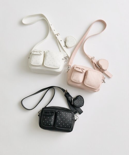 OLIVE des OLIVE(オリーブデオリーブ)の「ハートポーチ付きキラキラショルダーバッグ(ショルダーバッグ・レディース・ブラック/オフホワイト/ピンク・FREE)」の11枚目の写真