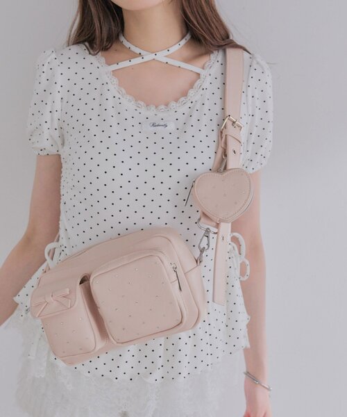 OLIVE des OLIVE(オリーブデオリーブ)の「ハートポーチ付きキラキラショルダーバッグ(ショルダーバッグ・レディース・ブラック/オフホワイト/ピンク・FREE)」の14枚目の写真
