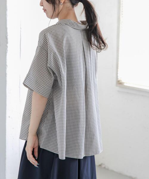 FORK&SPOON(フォークアンドスプーン)の「FORK&SPOON ワイド5分袖シャツ(シャツ/ブラウス・レディース・アイボリー/ネイビー・1)」の5枚目の写真