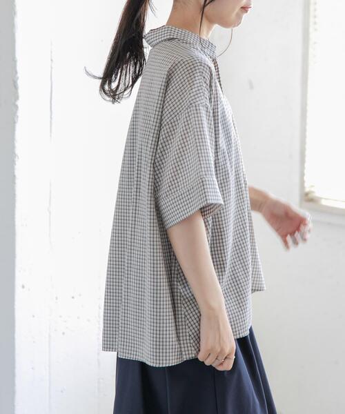 FORK&SPOON(フォークアンドスプーン)の「FORK&SPOON ワイド5分袖シャツ(シャツ/ブラウス・レディース・アイボリー/ネイビー・1)」の6枚目の写真