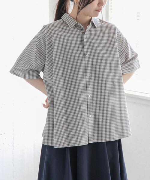 FORK&SPOON(フォークアンドスプーン)の「FORK&SPOON ワイド5分袖シャツ(シャツ/ブラウス・レディース・アイボリー/ネイビー・1)」の7枚目の写真