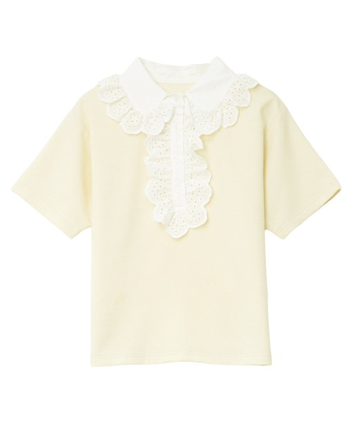 KOBE LETTUCE(コウベレタス)の「レース襟ショートスリーブポロトップス(Tシャツ/カットソー・レディース・クリーム/ネイビー/ピンク・M)」の13枚目の写真