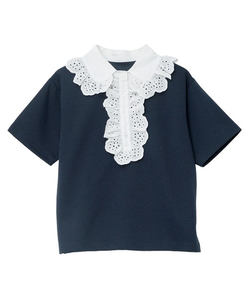 KOBE LETTUCE(コウベレタス)の「レース襟ショートスリーブポロトップス(Tシャツ/カットソー・レディース・クリーム/ネイビー/ピンク・M)」の14枚目の写真