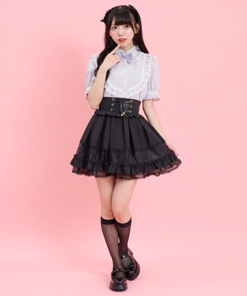 Secret Honey(シークレットハニー)の「ヨークフリルバックリボンブラウス(シャツ/ブラウス・レディース・ホワイト系その他2/ラベンダー/ブラック・MEDIUM)」の7枚目の写真