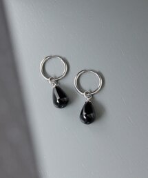 《金属アレルギー対応/ステンレス》ブラックしずくピアス