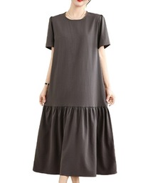ルーズシルエット 半袖 マキシ丈ワンピース