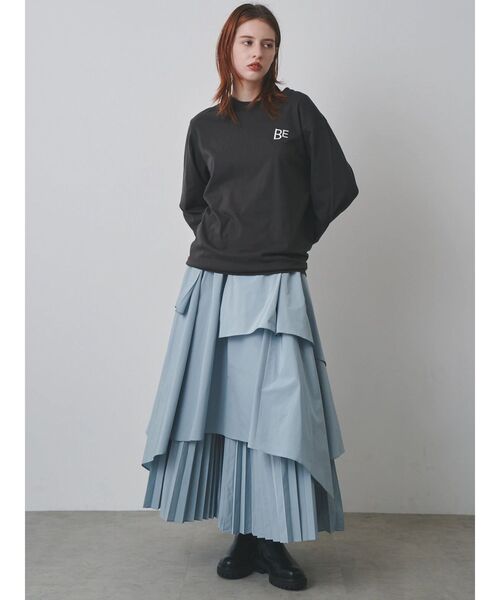 REGENCY WORKS(リージェンシーワークス)の「ベルリンロングティーシャツ(Tシャツ/カットソー・レディース・チャコールグレー/オフホワイト・FREE)」の11枚目の写真