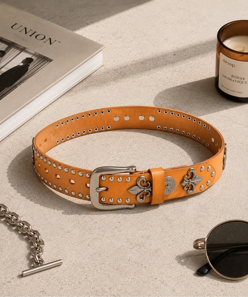 セール】【Bls】【ZA】【Bling Leads】本革スタッズベルト(BL)（ベルト