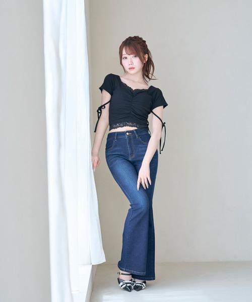 High stretch flare denim pants（デニムパンツ）｜Rose Muse（ロゼ