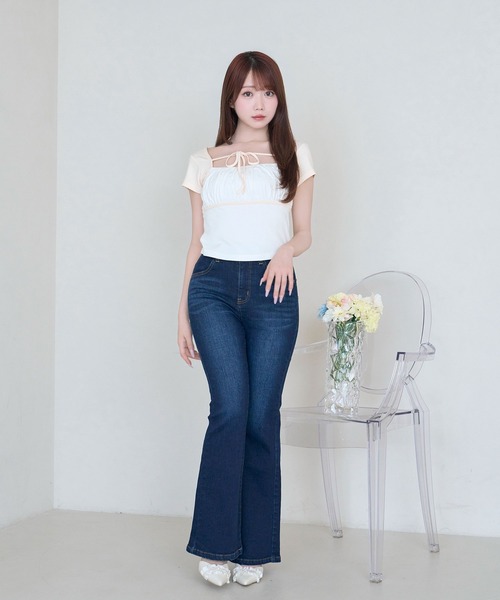 Rose Muse(ロゼミューズ)の「High stretch flare denim pants(デニムパンツ・レディース・チャコール/インディゴブルー・SMALL/MEDIUM)」の4枚目の写真