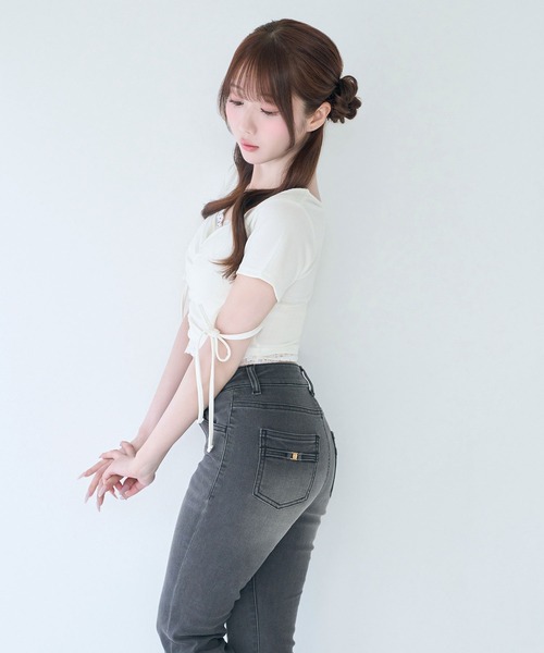 Rose Muse(ロゼミューズ)の「High stretch flare denim pants(デニムパンツ・レディース・チャコール/インディゴブルー・SMALL/MEDIUM)」の9枚目の写真