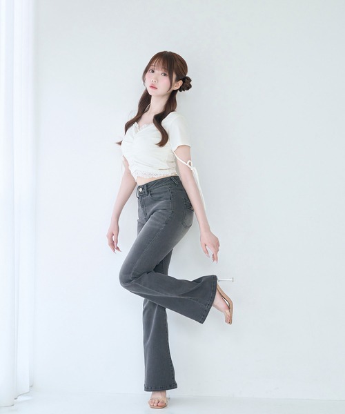 Rose Muse(ロゼミューズ)の「High stretch flare denim pants(デニムパンツ・レディース・チャコール/インディゴブルー・SMALL/MEDIUM)」の10枚目の写真