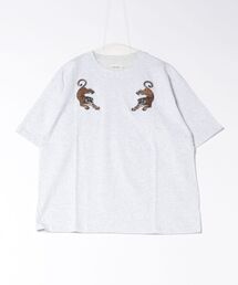【ATELANE】シルケット天竺トラ、フラワー、刺繍S/S　Tee
