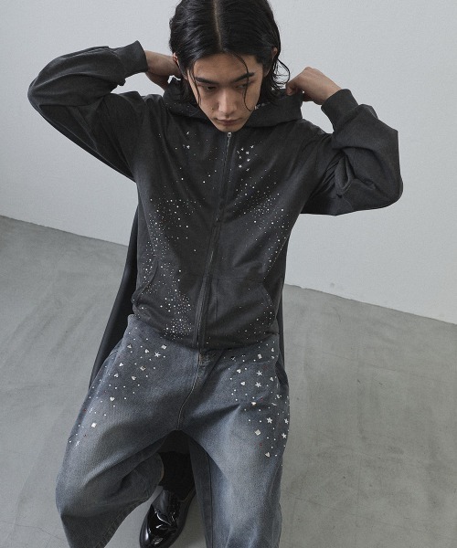Shoowtime(ショウタイム)の「Vintage Wash Rhinestone Zip Hoodie / ウォッシュ加工ラインストーンジップパーカー(パーカー・メンズ・ネイビー・MEDIUM/LARGE/X-LARGE)」の20枚目の写真