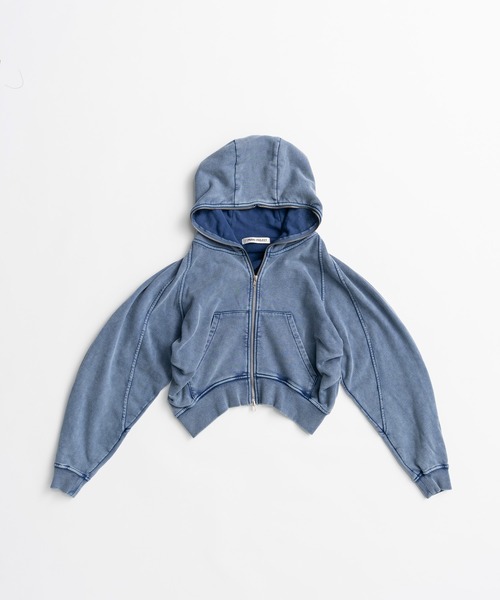 PRANK PROJECT(プランクプロジェクト)の「【2026Autumn Pre-Order】タッキングスウェットフーディ / Tucking Sweat Hoodie(パーカー・レディース・ブルー/チャコールグレー・FREE)」の11枚目の写真