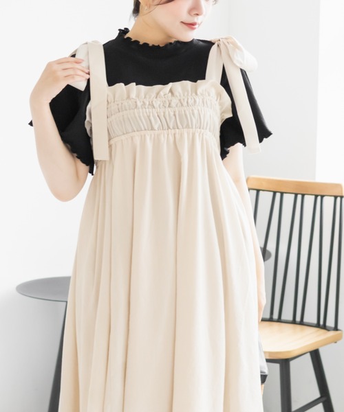 CLETTE(クレット)の「ショルダーリボンワンピース(ワンピース・レディース・ブラック/アイボリー/グレー・4L/3L/LL)」の21枚目の写真